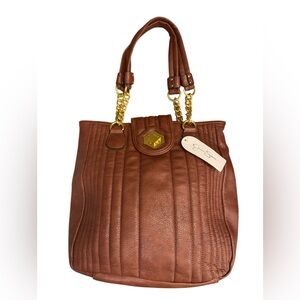 Jessica‎ Simpson Brown Vegan Leather Shoulder Bag
